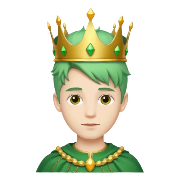 royal prince with green hair with crown sticker