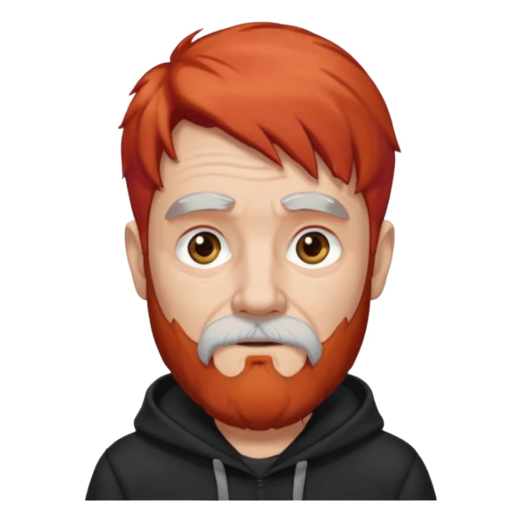 old man with red hair and black hoodie sticker