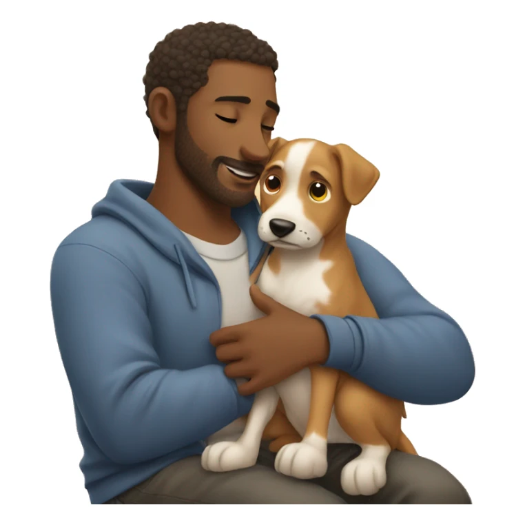 Guy cozy moment with dog and baby sticker