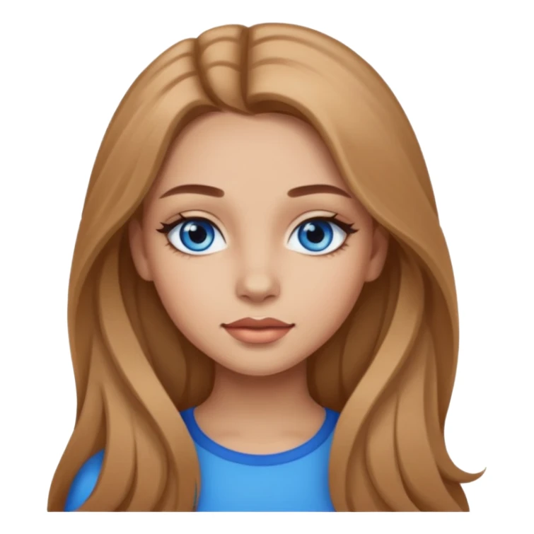 A girl with makeup, long light brown hair, blue eyes sticker