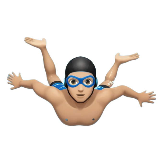 determined pool diver dives into a pool of confidence blue water underneath  sticker