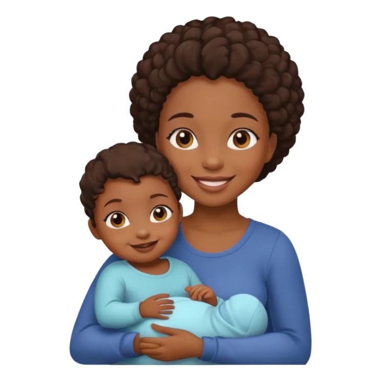 Black girl with baby smiling  sticker