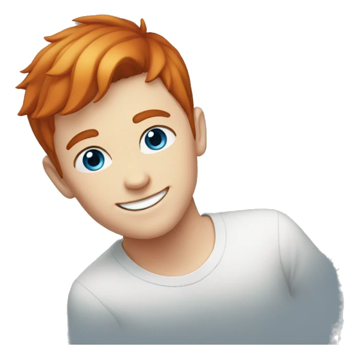 young guy smiling with blue eyes and short straight Redhead  hair sticker