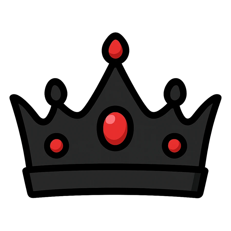 flat toon style black crown with red jewels sticker