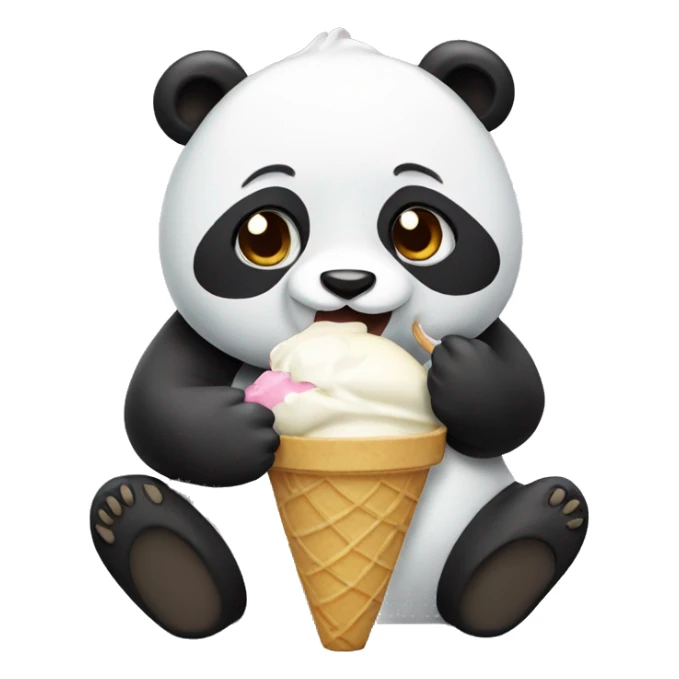 Panda eating ice cream sticker