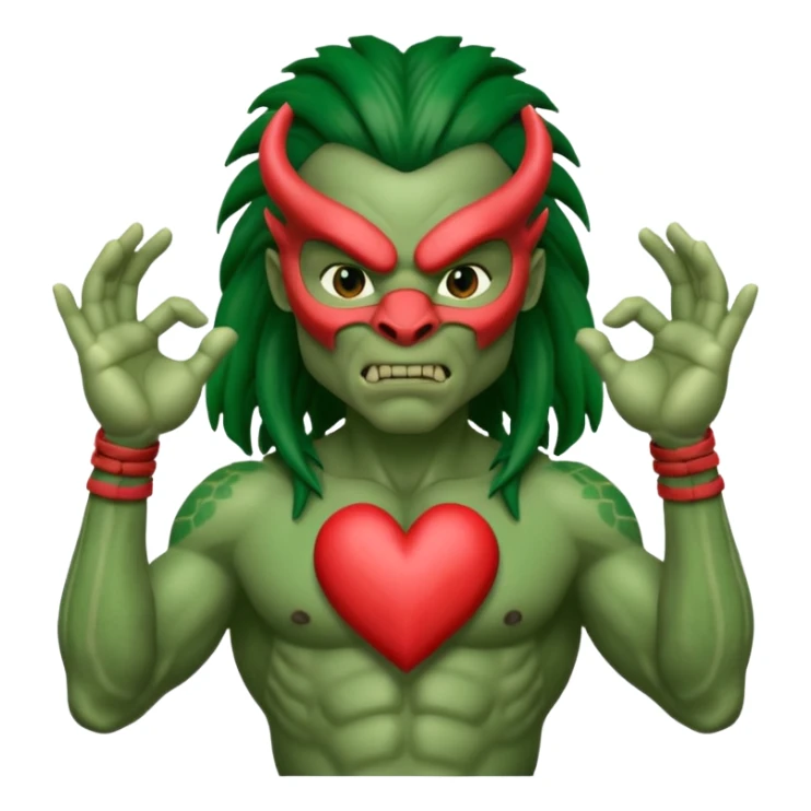 A Yautja from the movie predator making heart sign with hands sticker