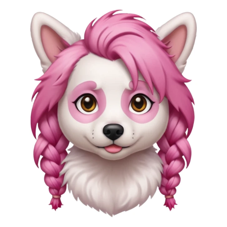 braided haired dog pink hair sticker