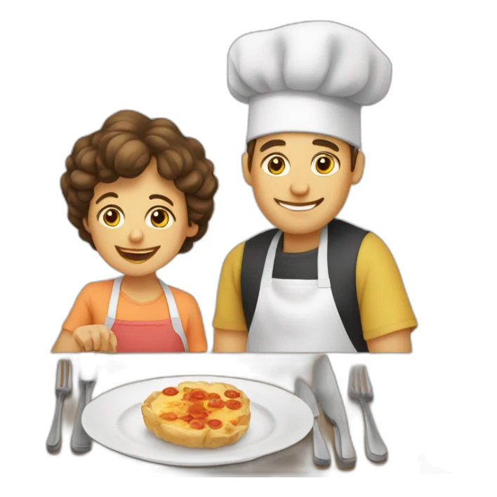un fils et sa mere qui cuisine sticker