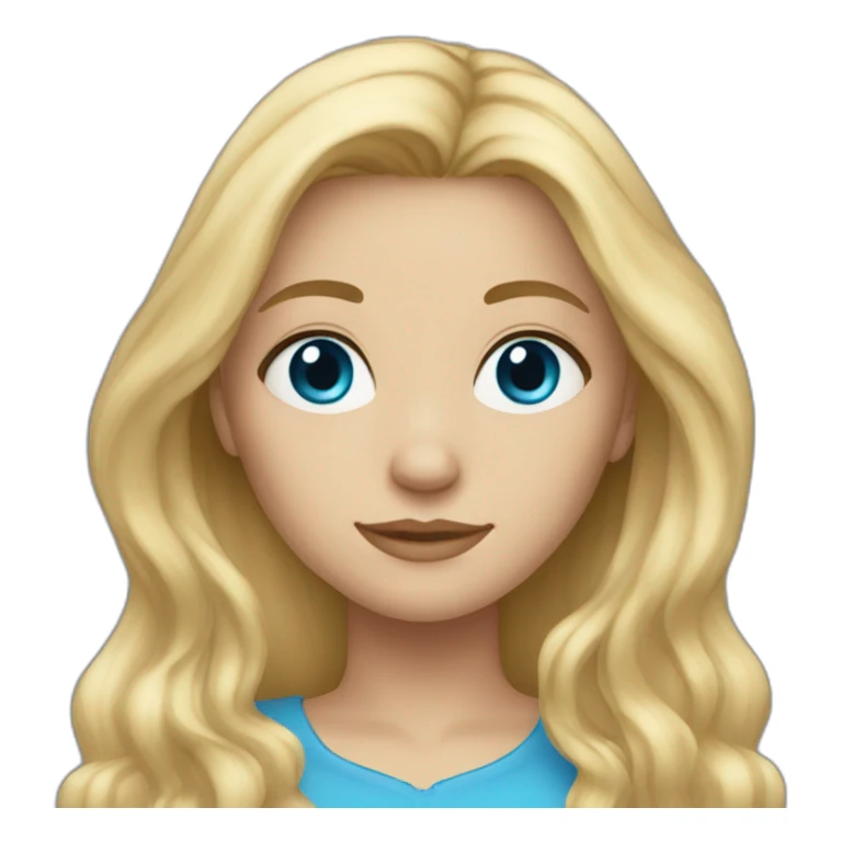 blonde girl with long hair and darker blue eyes sticker