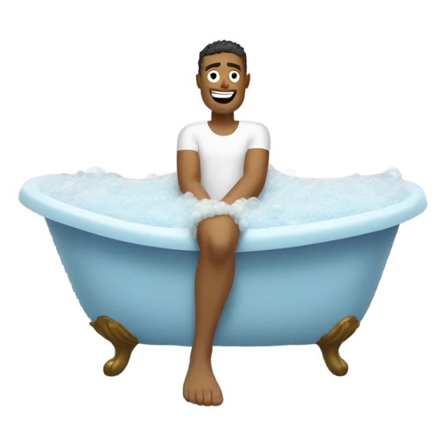 Man bathing in tub with lots of bubbles sticker