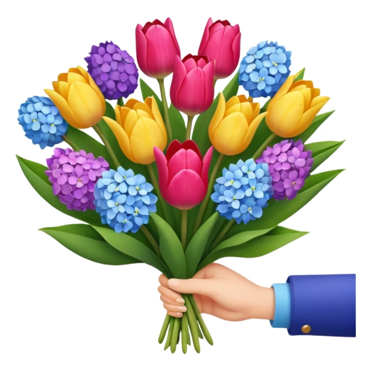 tulip, hyacinth and hydrangeas boquet in one hand held boquet  sticker
