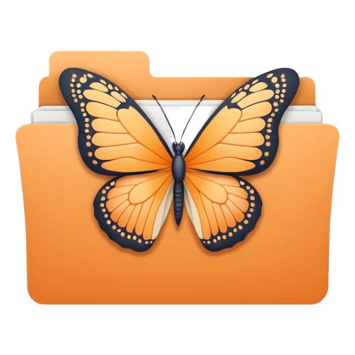 pastel orange file folder with butterfly on the cover sticker