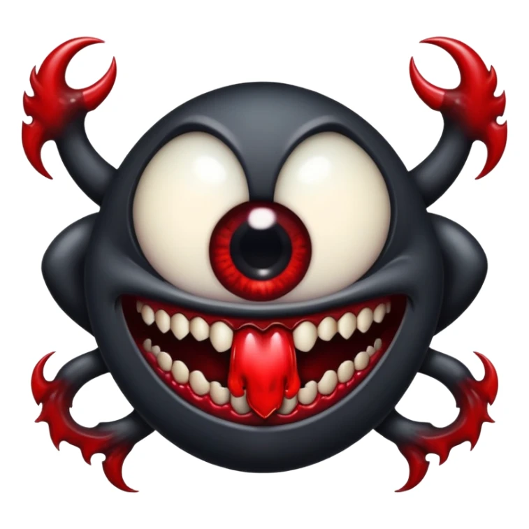 black  black black creature with big mouth big eye face and blinding blood arms sticker