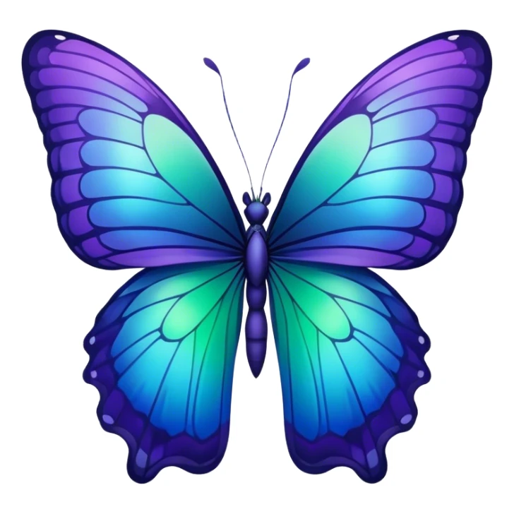 Gradient iridescent purple indigo blue cyan green butterfly sticker
