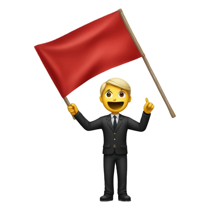 The photographer holds a red flag in his hands sticker