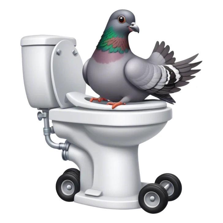 Pigeon on a go kart toilet sticker