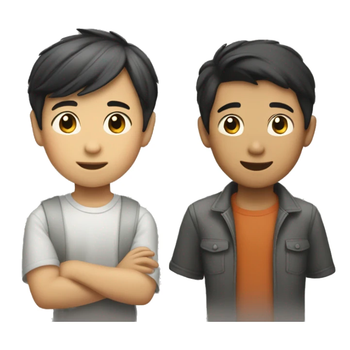 "An Asian boy and a fair-skinned American boy chatting." sticker