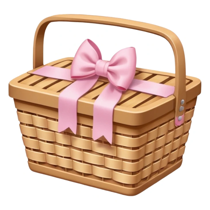 Pastel bright light pristine White Picnic basket with light pink bow sticker