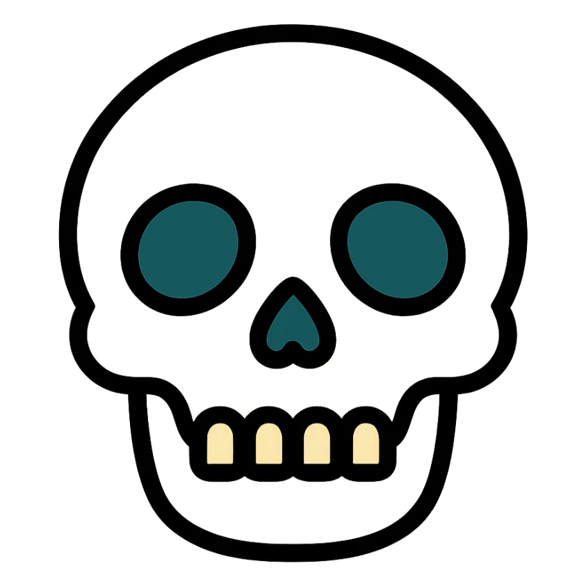 cartoon skull color outline icon sticker
