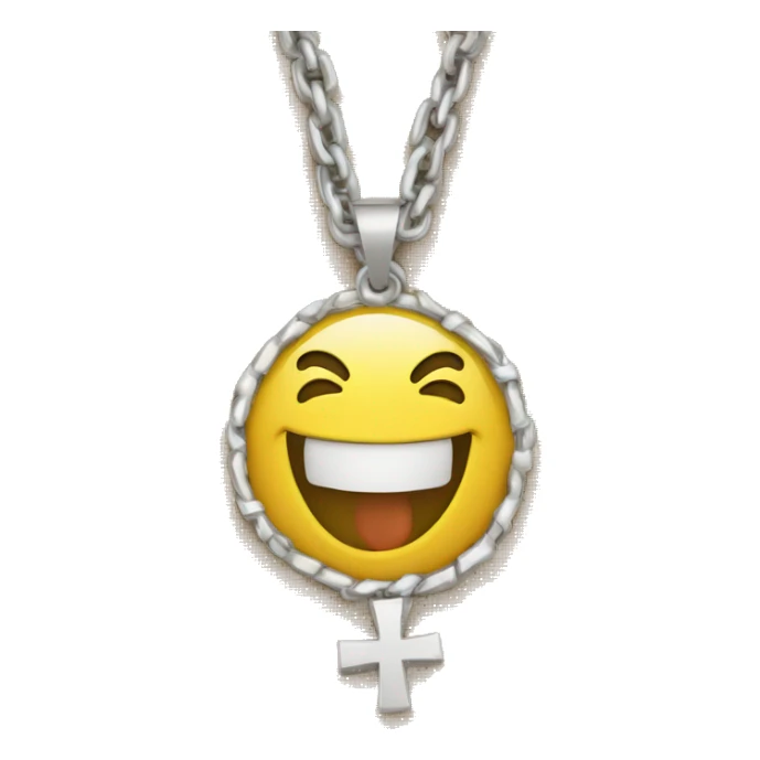Smiley laughing with hearts and a Christian cross chain sticker