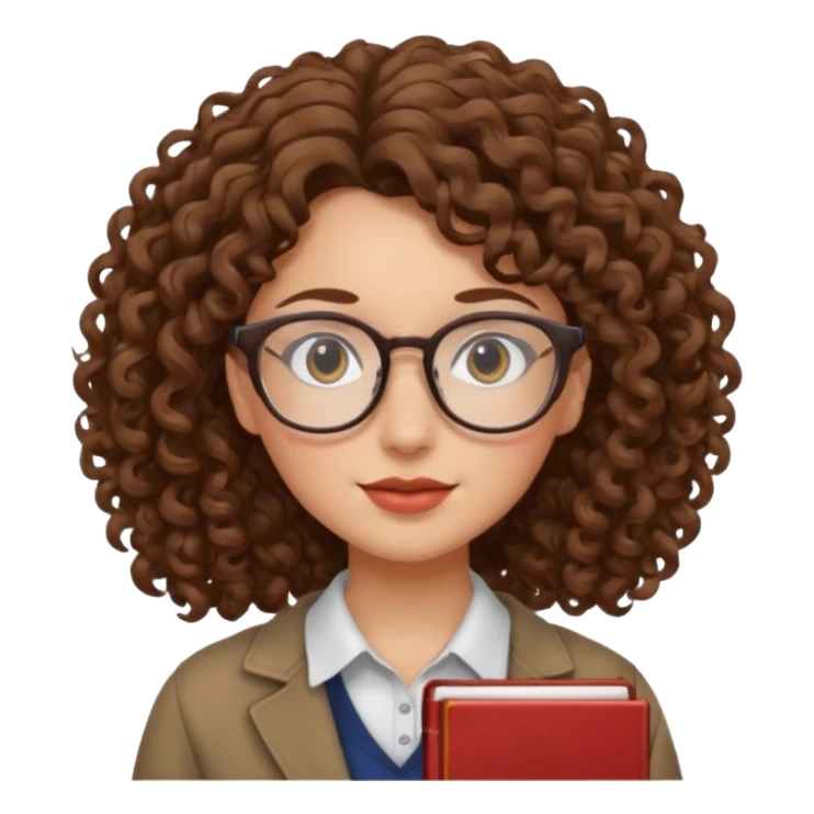 woman student , curly hair sticker