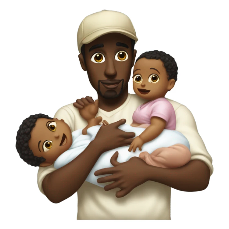 P diddy with a baby and baby oil sticker