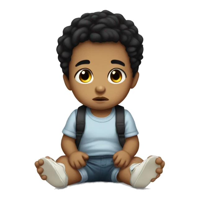 baby boy black hair sad sticker