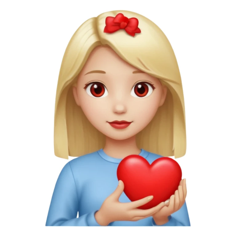 prayer girl blond hair red heart in her hands sticker