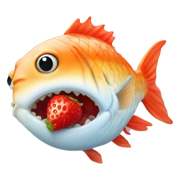 Puffed up fish with strawberry in the mouth  sticker