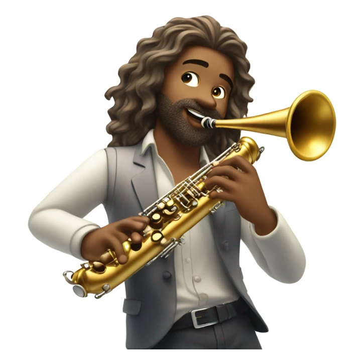 Beautiful man with luscious hair playing the clarinet with sparkles  sticker
