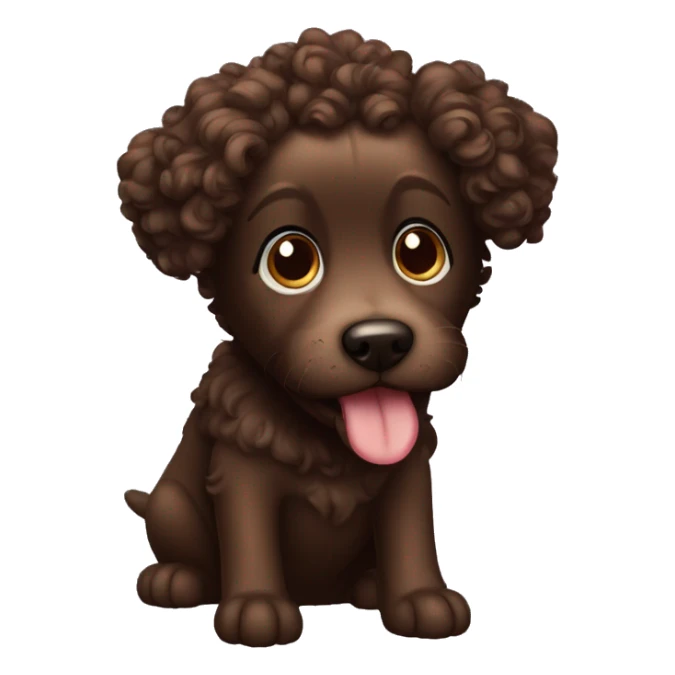 Little black dog with brown curly hair lady sticker