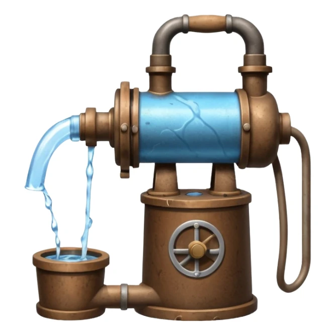 Ghibli style water pump with water pouring out of it sticker