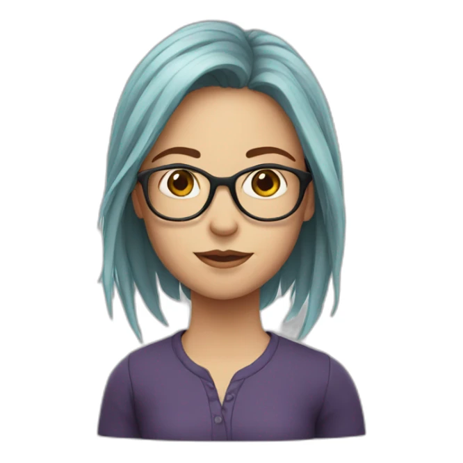 long red haired girl with glasses sticker