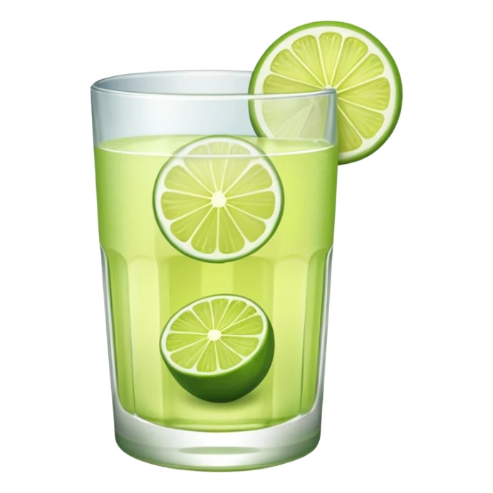a glass of lime juice with a lime slice, simple, clear sticker