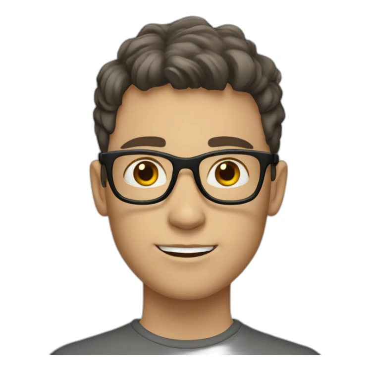 white boy with dark brown hair with gray glasses sticker