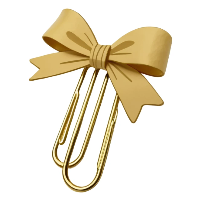 one gold paper clip with a beige bow in the middle sticker
