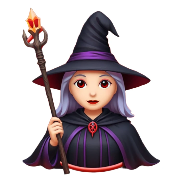 iOS emoji, dark fantasy magic seal, witch symbol, web pattern, red glow, minimal clean style sticker