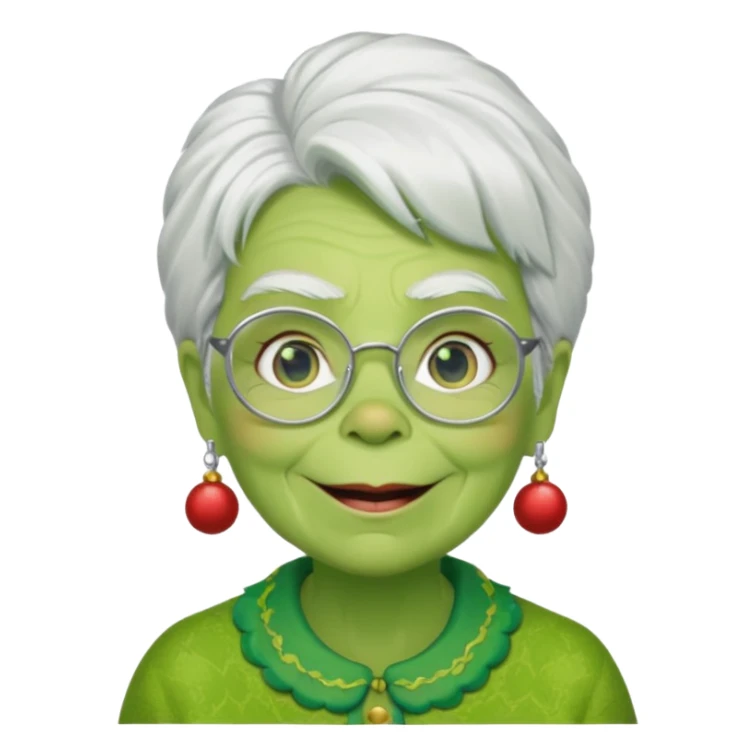 Grinch grand mother with white hair and with glasses sticker
