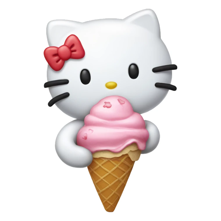 hello kitty holding ice cream sticker