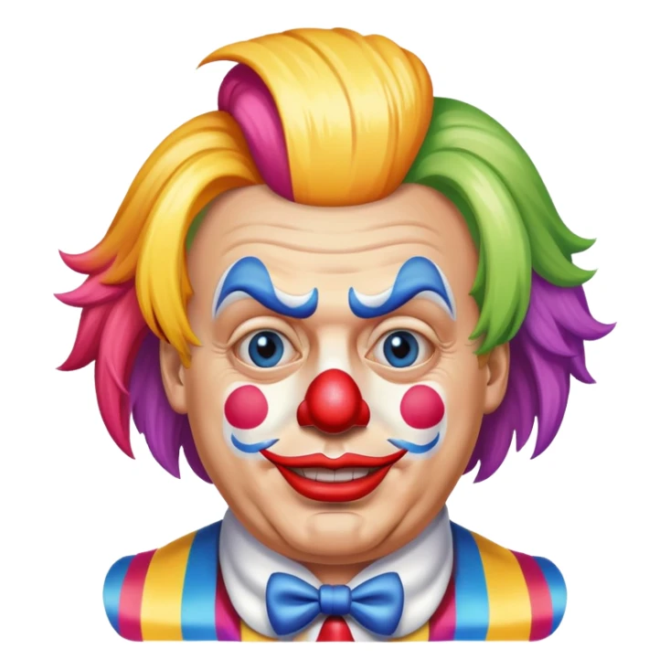 trump as a clown with colorful wig sticker