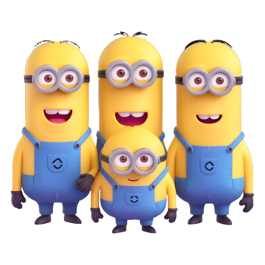 group of three minions with different expressions standing together sticker