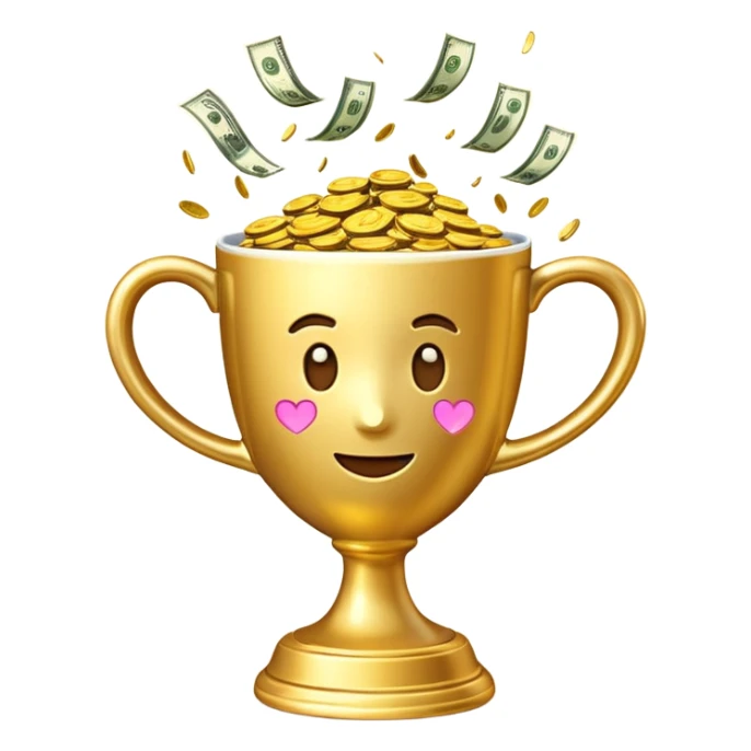 a winnig cup with money symbol emoji sticker