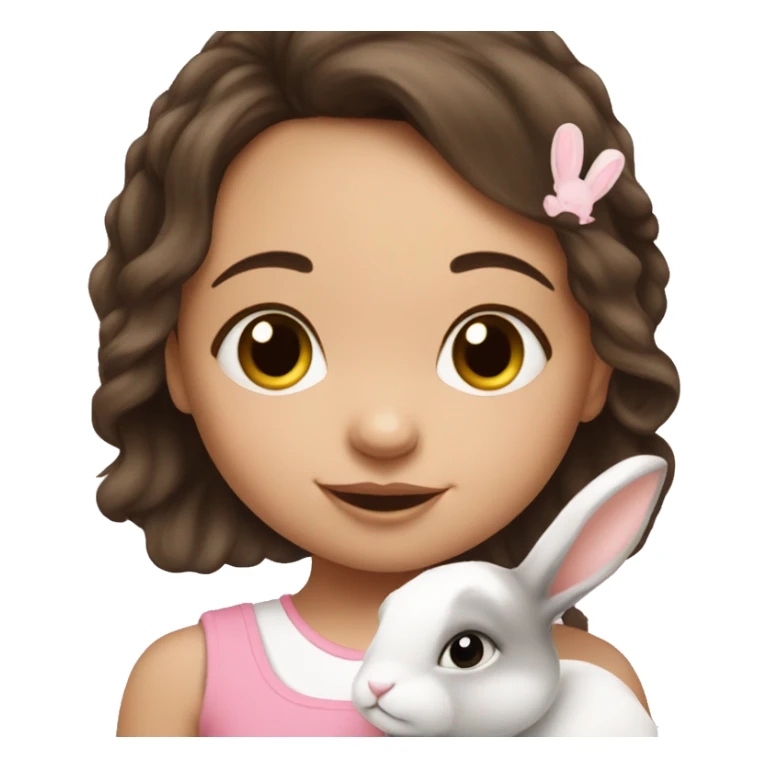 Baby girl brunette with little bunny sticker