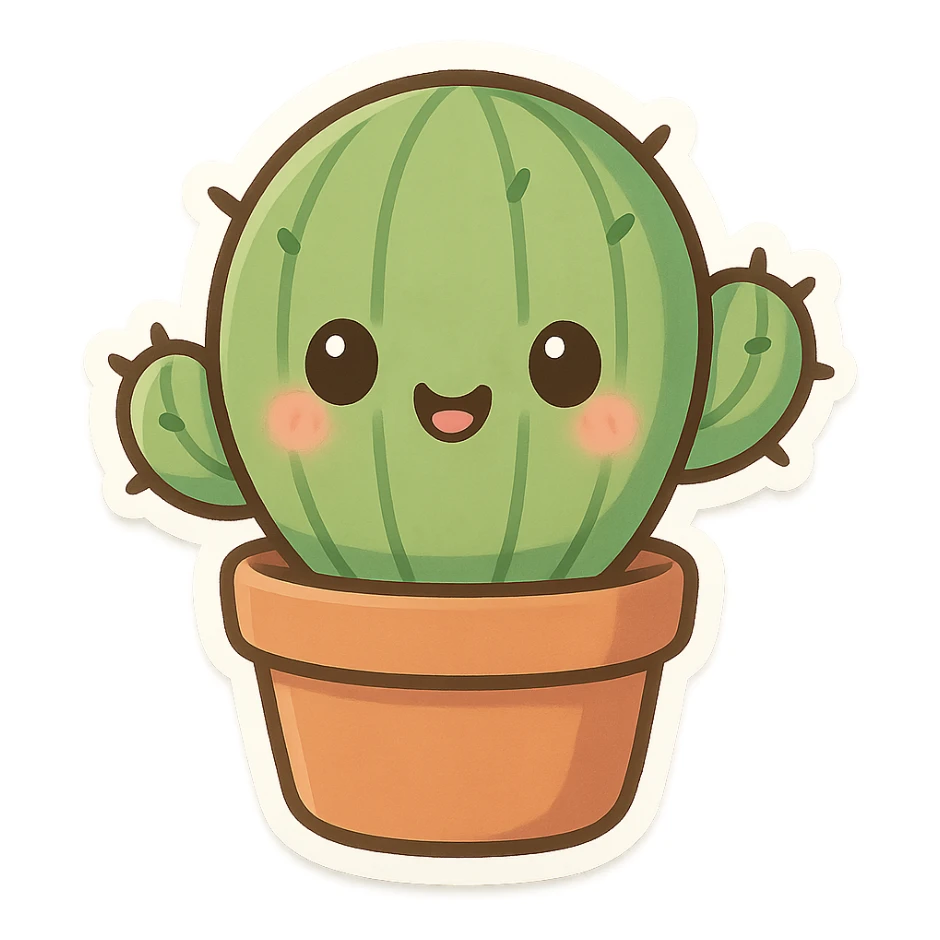 cactus, chibi stickers style sticker