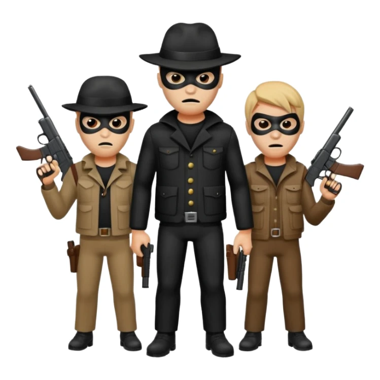 Hoodlums with robber masks and guns sticker