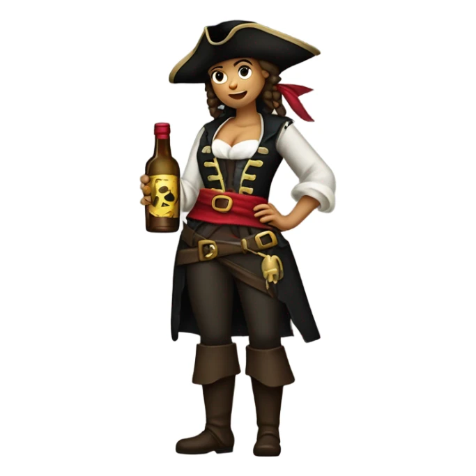 female pirate white with alcohol sticker