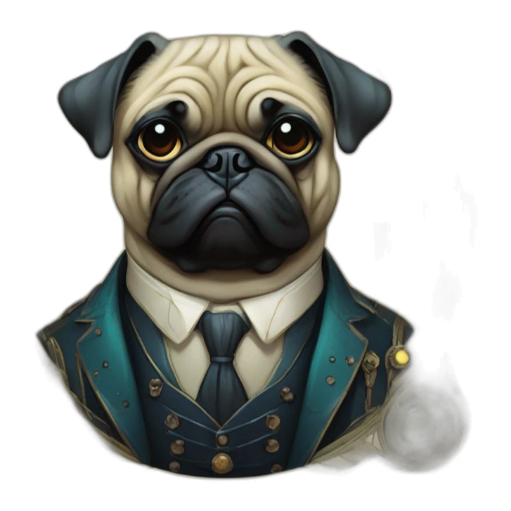 A cyberpunk pug in Art Nouveau style during 1910 sticker