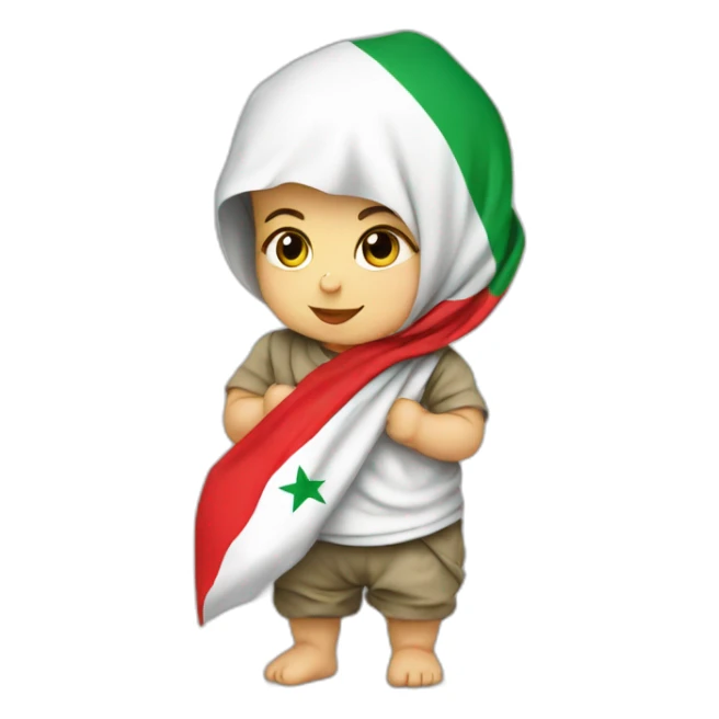 Little baby wearing syria flag sticker