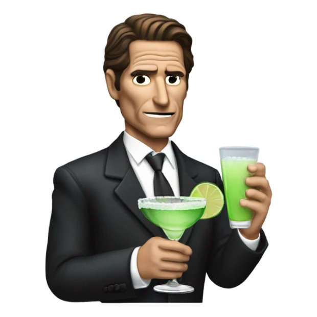 Patrick Bateman holding a margarita glass sticker