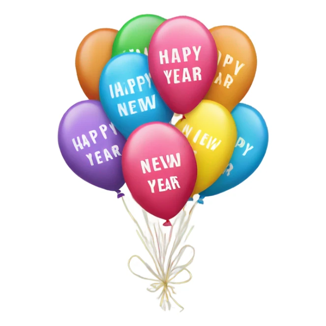 Balloons with text happy New Year sticker